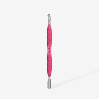 Manicure pusher Gummy with silicone handle UNIQ 10 TYPE 4.2 (rounded narrow pusher and bent blade)