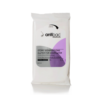 Antibac Overflatedesinfeksjon store kluter 75 % - pakke à 12 stk - Desinfiseringsmiddel - Hudpleiegrossisten
